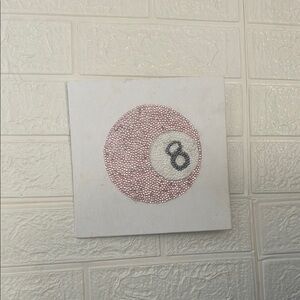 Beaded 8 Ball Wall Art in Pink and White